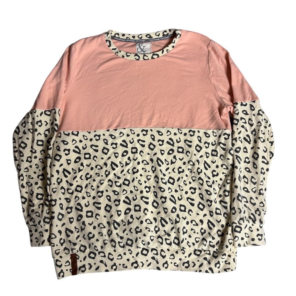 Women’s Pink & Cream Leopard Print Long Sleeve Top